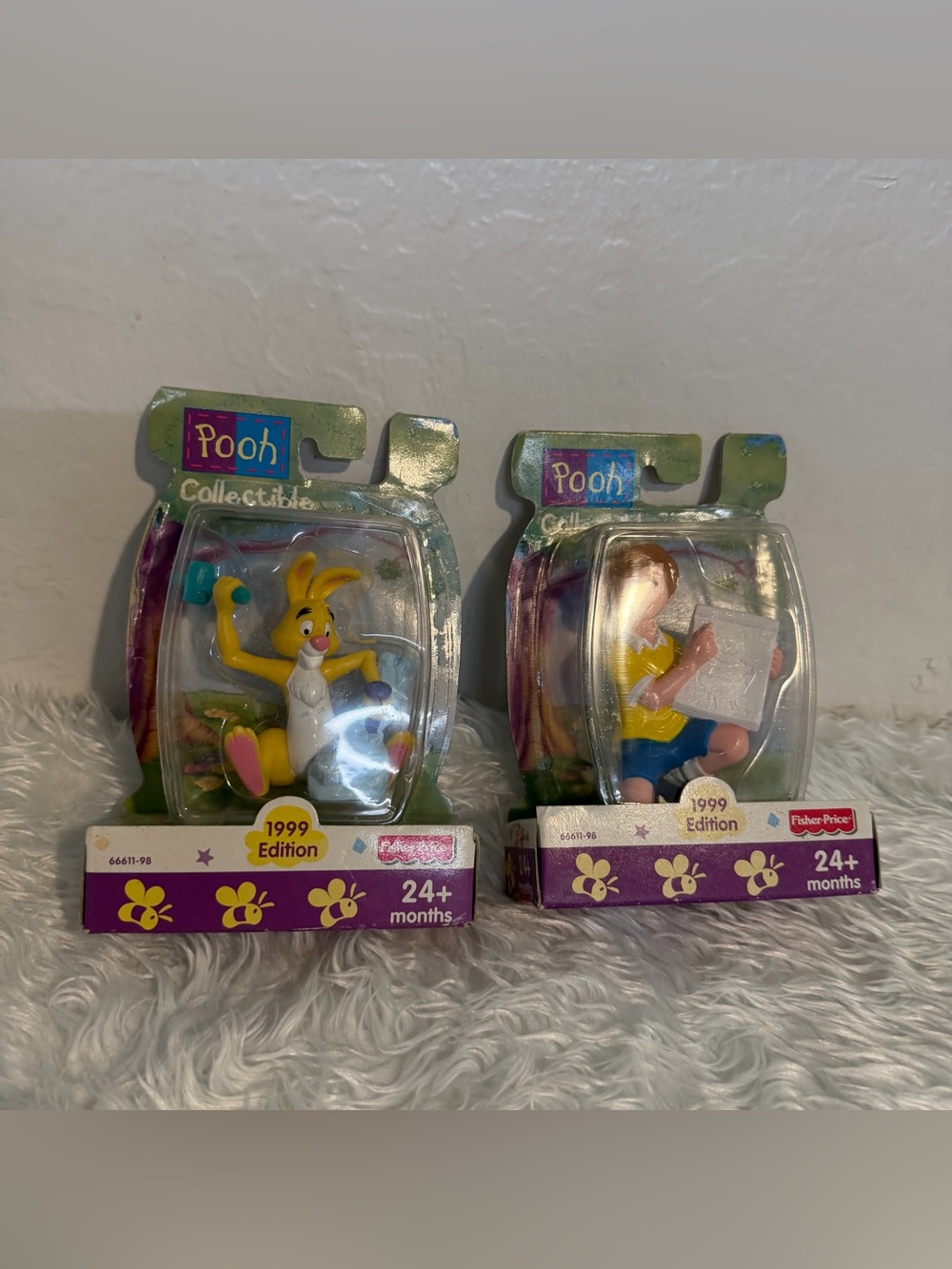 Fisher-Price Winnie the Pooh 1999 Figures Lot of 2 Rabbit & Christopher Robin